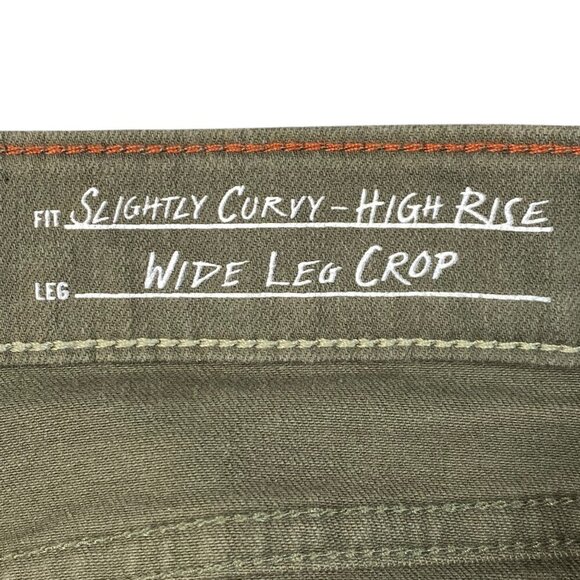 Eddie Bauer Wide Leg Crop Jeans Womens Sz 12 Army Green Slightly Curvy High Rise - Picture 10 of 13